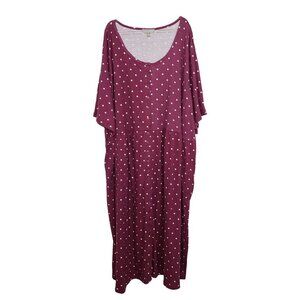 Woman Within Maxi Shirt Dress Womens Size Petite 6X Purple Polka Dot Pockets